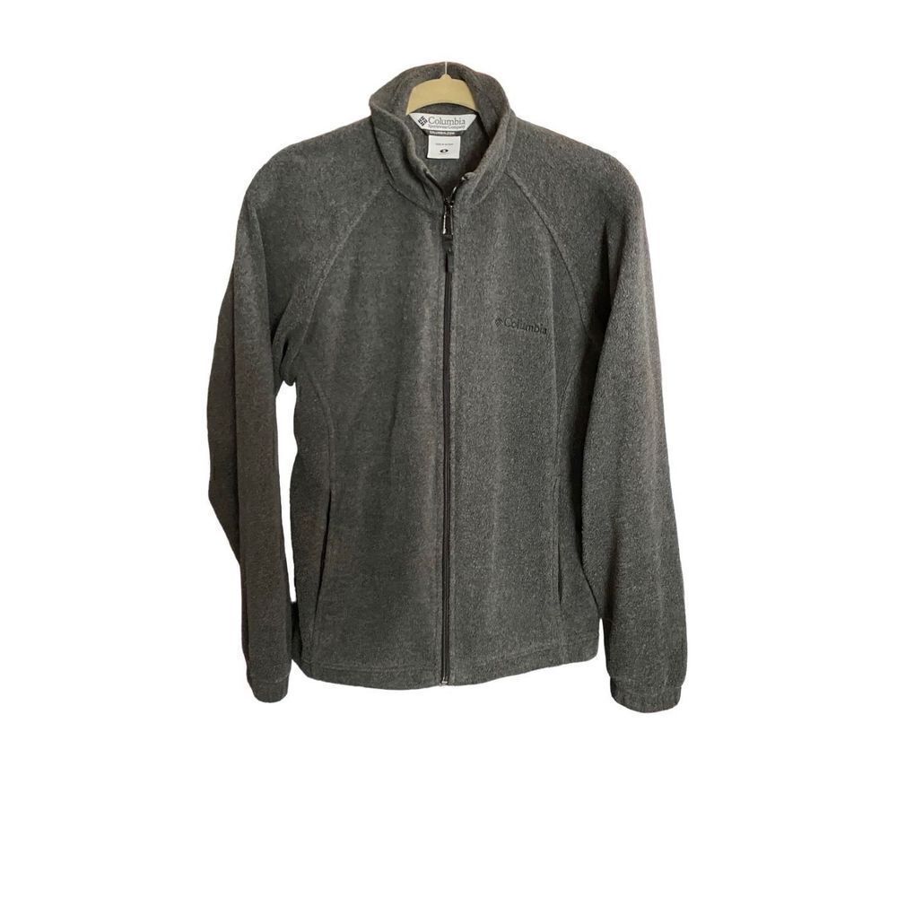 Columbia women’s gray front zip fleece jacket with pockets size small